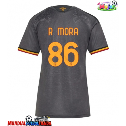 Camiseta AS Roma Rodrigo Mora #86 Tercera Equipación Replica 2026-27 para mujer mangas cortas